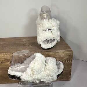 Secret Treasures Faux Fur Slide Slippers Womens SZ 7 Cozy Plush Hygge Loungewear